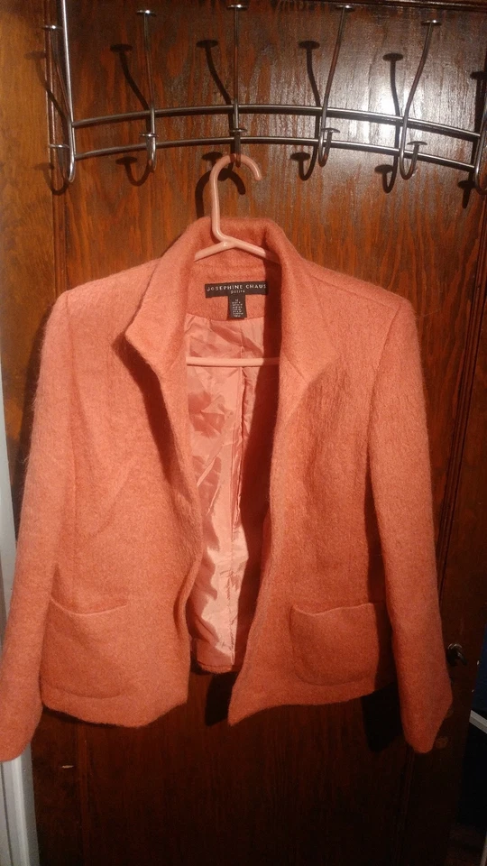 Blazer vintage Josephine Chaus mohair mezcla de lana rosa coral talla 12 petite Foto 1 de 3