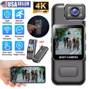 WiFi 4K Camera Camcorder 1080P Body Police Cam With Audio Video DVR IR Night Cam - Picture 1 of 16