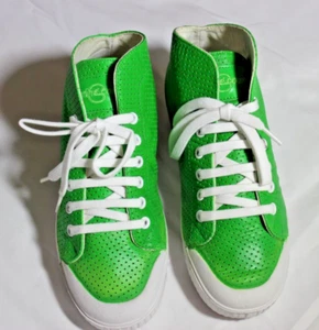 WOMENS SPRING COURT DEPUIS B2 PUNCH FLUO W CAOUTCHOUC VERT FOX BLANC SNEAKER - Picture 1 of 9