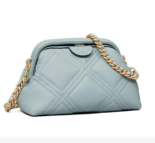 AUTENTICA Borsa a tracolla Tory Burch morbida Fleming nuova con etichette $528 blu nord