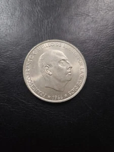 MONEDA ESPAÑA 1966 100 PESETAS ESTADO ESPAÑOL  19 * 68 FRANCISCO FRANCO  PLATA - Picture 1 of 5