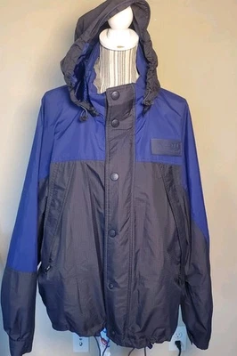 Vtg Eddie Bauer Jacket Men Sz L Blue Ebtek Full Zip Gore Tex Coat Hooded *flaw* - Image 1 of 4