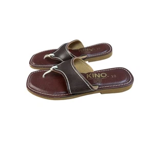Kino Key West Brown Leather Thong Sandals Women's Size 10 - Picture 1 of 6