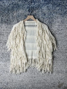 Jens Pirate Booty Sweater Womens Medium Fringe Boho Festival Kimono Cardigan - Picture 1 of 9