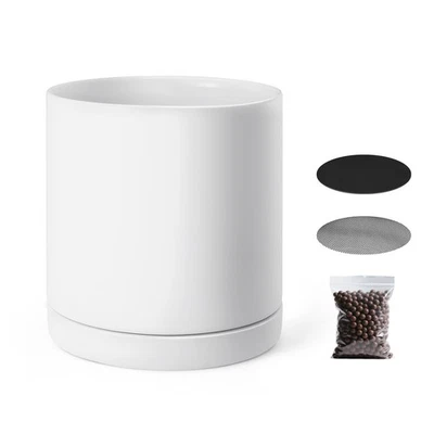 Vaso de cerâmica cilindro VEVOR 12 pol com furos de drenagem de pires decoração para casa - Imagem 1 de 4