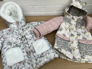 Next Girls Coat Bundle Age 2-3 Years Floral Warm Winter Padded - Picture 1 of 8