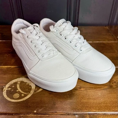 Vans Ward Zapatos de Plataforma de Lona Juvenil Talla 6, Para Mujer 7.5-8 Blanco NUEVO Foto 1 de 4