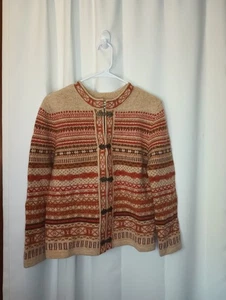 Telluride Clothing Womens Nordic Fair Isle Wool Cardigan Small English Country - Picture 1 of 8