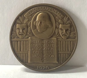 Medalla de bronce vintage 1976 Congreso Asociación Internacional William Shakespeare - Imagen 1 de 4