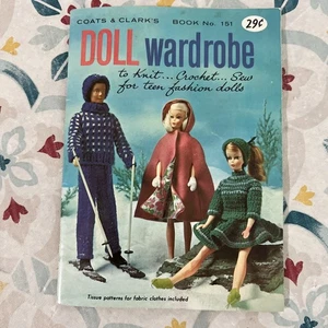 Coats & Clark "Barbie" Doll Wardrobe Crochet Knit Sew Patterns Instructions 1964 - Picture 1 of 5