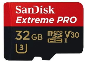 SANDISK - Extreme Pro MicroSDHC Class 10 U3 V30 Memory Card, 32GB 95MB/s 90MB/s - Picture 1 of 1