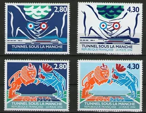 SERIE DE TIMBRES 2880-2883 NEUF XX - TUNNEL SOUS LA MANCHE - INAUGURATION - Photo 1/1