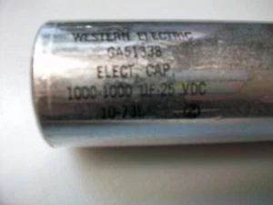 VINTAGE WESTERN ELECTRIC 1000/1000 Uf. 25 V. Dc. TALL CAN CAPACITOR - Picture 1 of 5