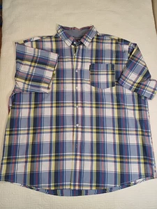 ECKO Unlimited Shirt Mens 5XL  Blue Yellow Plaid Short Sleeve Button Cotton  - Picture 1 of 10