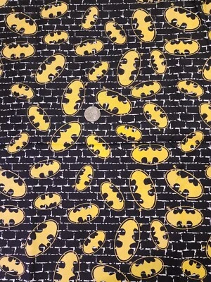 Batman-74"X42"~100% Cotton~DC Comics ~ CAMELOT FABRIC #3001044~Yellow on black - Image 1 of 2