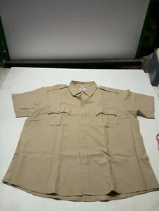 First Class 100% Polyester Short Sleeve Uniform Shirt Tan Size 3XL - Picture 1 of 5