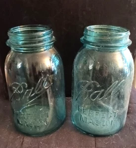 2 Vintage Ball Aqua Blue Perfect Mason Quart Jars - Picture 1 of 1
