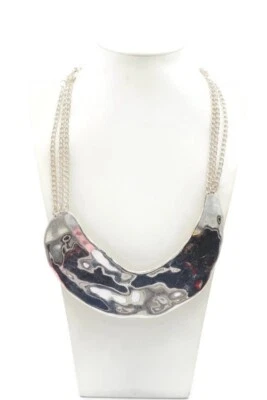 Ожерелье Chicos серебристое хрустальное заявление тяжелое коренастое 18 дюймов - Изображение 1 из 4