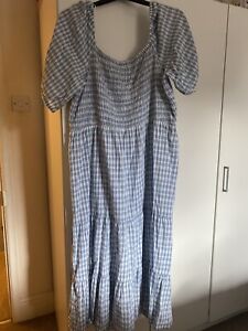 Plus Size Blue Gingham Maxi Dress Size 22 Only Worn Once