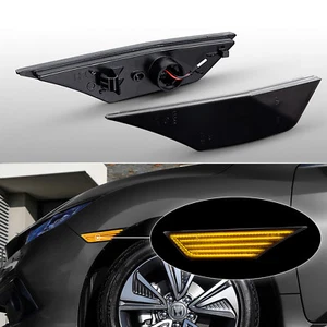 For 2016-2021 Honda Civic Sequential LED Side Marker Lights Turn Signal DRL Lamp - Picture 1 of 12