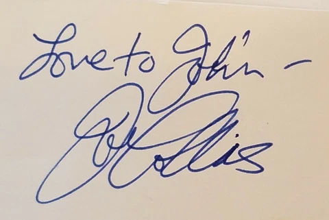 JOAN COLLINS Authentic Hand Signed Autograph backside of a photo 3.5" X 4.75" Cover