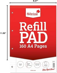 Silvine A4 Refill Pad 160 Sheets Office Paper Ruled Plain Graph Square Notepad - Picture 1 of 31