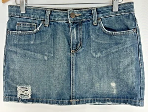LUX ROCKER 29 Women Dark Wash Mini Skirt Denim Distressed - Picture 1 of 9
