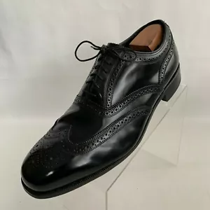 Zapatos Florsheim Oxford de cuero negro con punta de ala brogue punta redonda con cordones talla 13 - Imagen 1 de 12