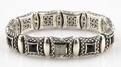 Pulsera ecuestre Scott Kay de plata 925 para dama con broche de ónix facetado y diamantes Foto 1 de 4