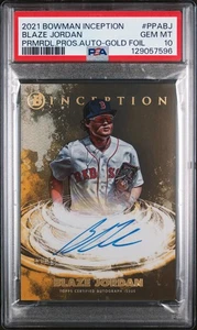 Bowman Inception Blaze Jordan 2021 #PPABJ Prmrdl.Pros. Auto-Gold Foil PSA 10 - Imagen 1 de 2