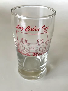 Vaso de vaso de cerveza vintage LOG CABIN INN 4-1/2"" LAKEVILLE MI 48366 EN MUY BUENA CONDICIÓN - Imagen 1 de 5