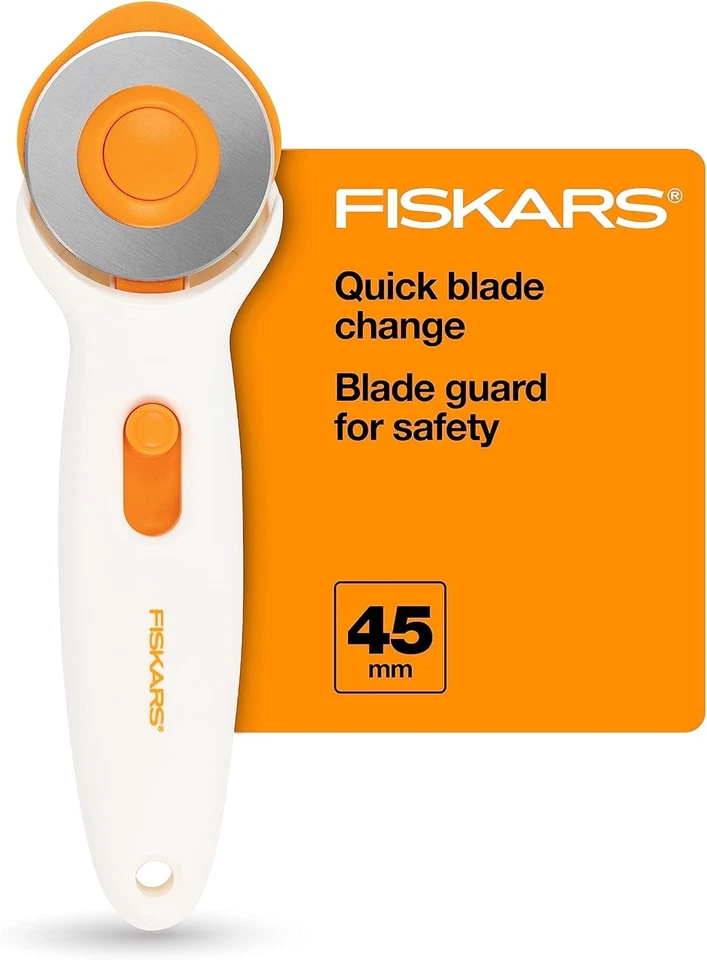 Fiskars 45mm Rotary Cutter for Fabric Premium Steel Stick Fabric Cutter Cuts Th