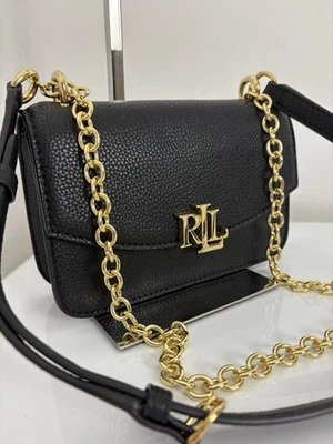 Ralph Lauren Mini Pebbled Leather Madison Crossbody Bag, Black - Image 1 of 4