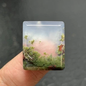 Tiny Scenic Moss Agate Cabochon 19x16x4.5mm High Quality 16 ct - Picture 1 of 8