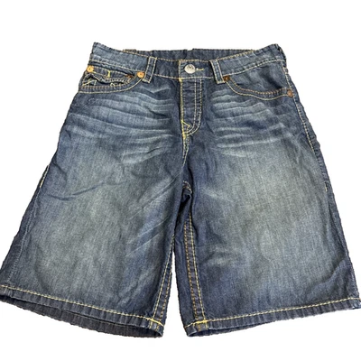 Tabla de Surf True Religion Corta Denim Oscuro Azul Logo Solapa Para Hombre Talla 33 RARA Foto 1 de 4