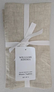 Williams Sonoma Italienisch Gewaschen Leinen 4er Set Servietten 20" x 20" Flachs - Bild 1 von 2