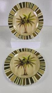 Platos de ensalada de plástico para palmeras borde a rayas ~ Lote de 4 - Imagen 1 de 8