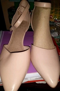Clarks Collection elegante Damen 10 beige Leder-Slingback Pfennigabsätze - Bild 1 von 3