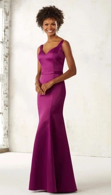 Vestido Mori Lee Hot Rosa Morera 21519 Satinado Talla 8 Nuevo Baile de graduación Dama de honor Espalda abierta Foto 1 de 3