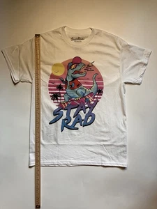Stay Rad Tshirt Unisex Medium White Dinosaur - Picture 1 of 2
