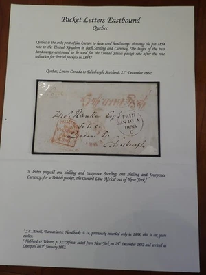 Quebec Canada to Edinburgh 21 december 1852 - Image 1 of 2