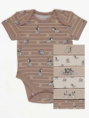 DISNEY (AT GEORGE) Disney 101 Dalmatians 7 Short Sleeve Bodysuits Unisex Newborn Tiny Baby 6lb Gift