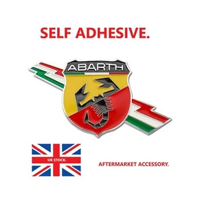 ABARTH 595 Lightning ALLOY Badge Self Adhesive .Fiat 500, Punto Bravo Spider - Picture 1 of 3