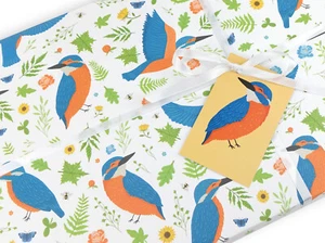 Kingfisher gift wrapping paper | Quality bird gift wrap sheet + tag | Recyclable - Picture 1 of 5