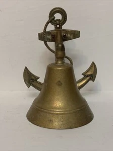 VINTAGE SOLID BRASS LARGE SAILOR SHIP BELL. ANTIQUE BRASS SHIP BELL.BRASS SAILOR - Picture 1 of 12