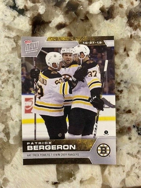 2019-20 TOPPS NOW NHL STICKER WEEK 4 BOSTON BRUINS PATRICE BERGERON #33 HAT TRIC - Image 1 of 1