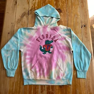 Vintage Florida Gators Hoodie Size Small Blue Pink White Tie Dye - Picture 1 of 10
