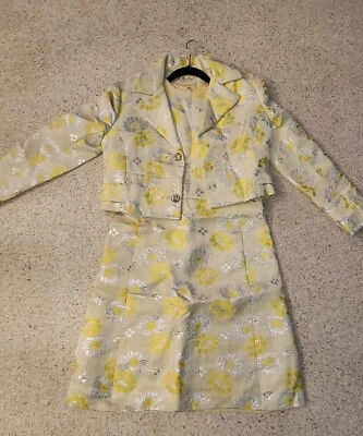 Vestido Neiman Marcus Lápiz Movible Años 60 RSVP con Chaqueta Corta Amarillo Mediados de Siglo Foto 1 de 4