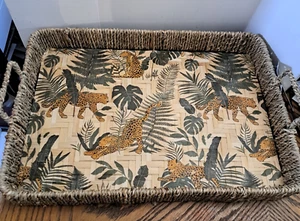 Woven 18'' Tray Jungle Themed Leopard With Handles NWT - Picture 1 of 8