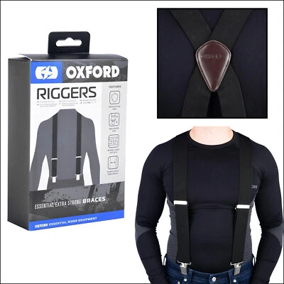 Oxford Riggers Trouser Heavy Duty Motorbike Pants Braces Black - Image 1 of 4